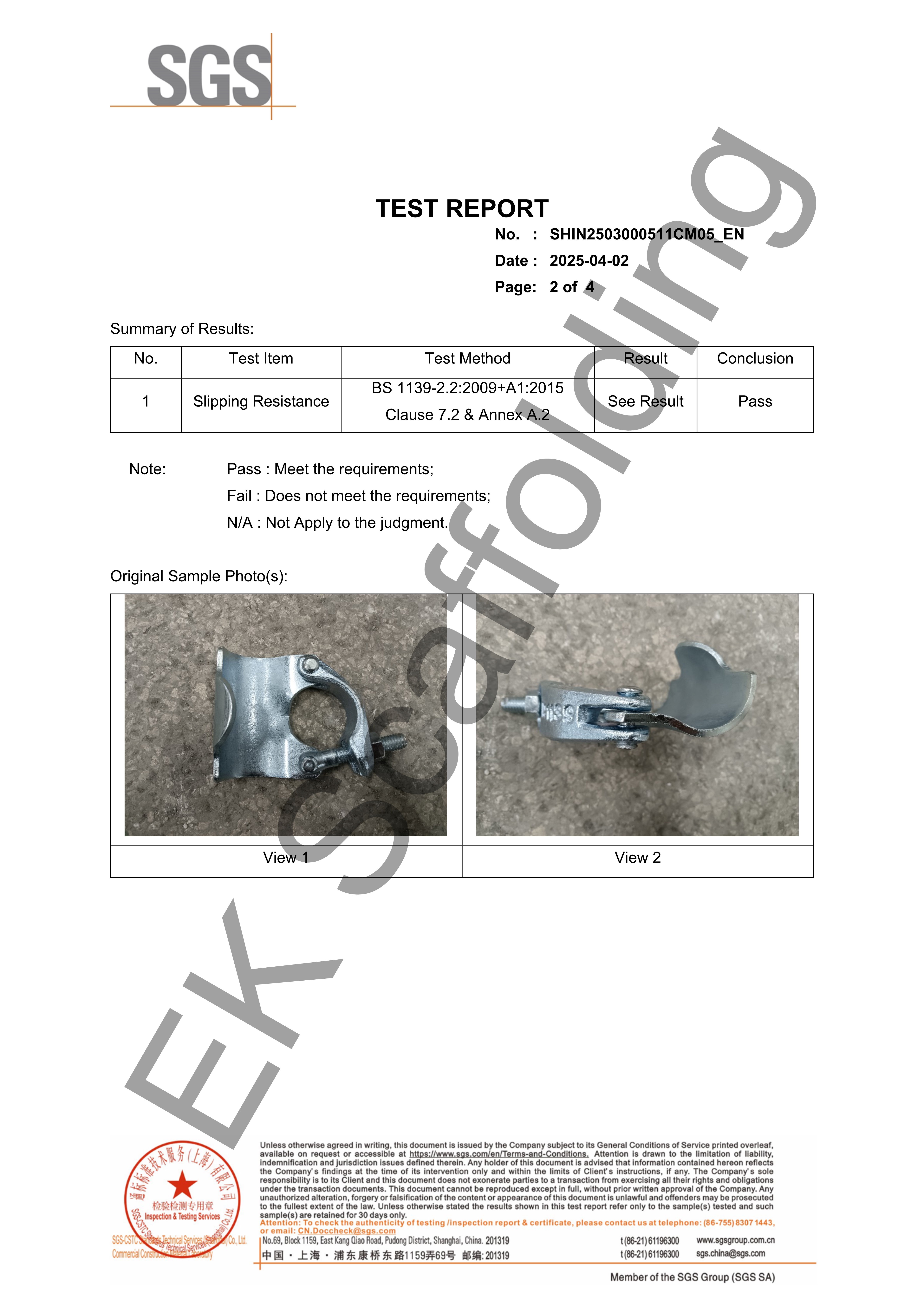 Putlog Coupler SGS Zpr&aacute;va 